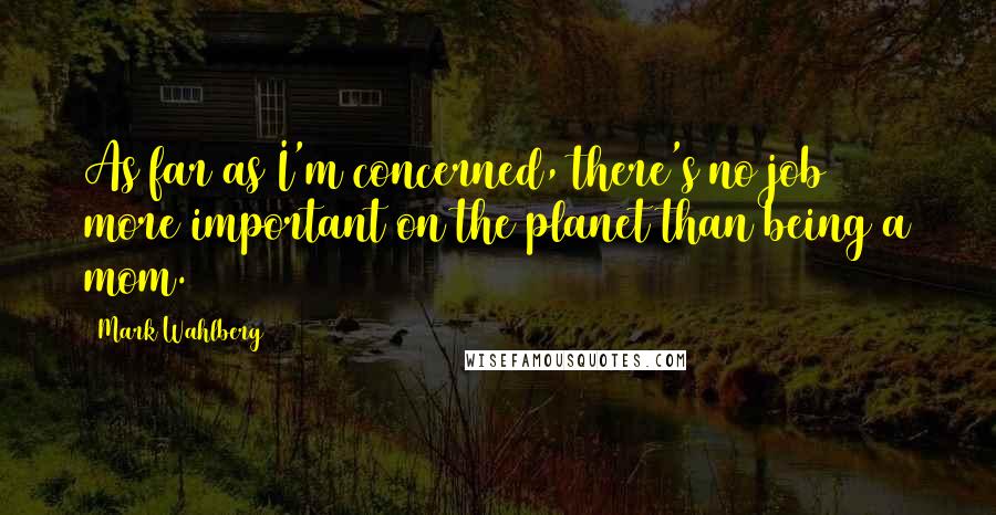 Mark Wahlberg Quotes: As far as I'm concerned, there's no job more important on the planet than being a mom.