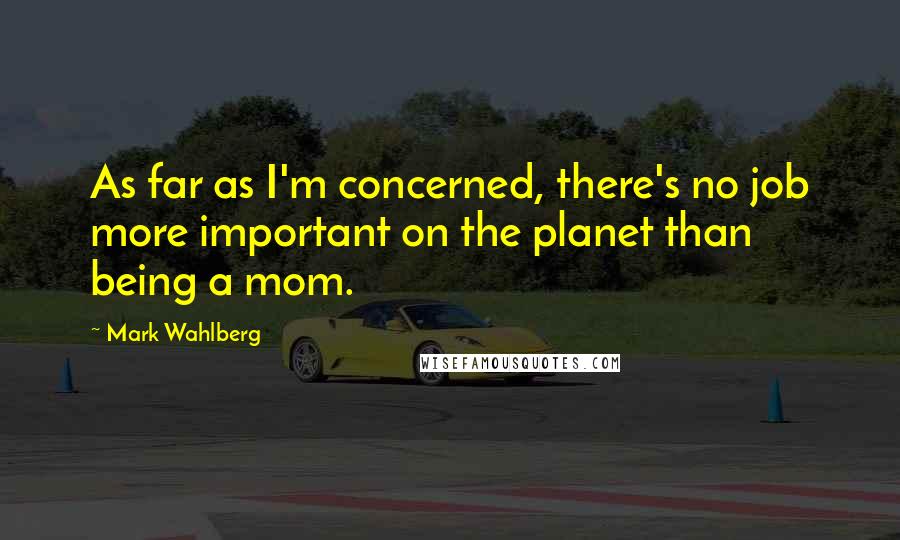 Mark Wahlberg Quotes: As far as I'm concerned, there's no job more important on the planet than being a mom.