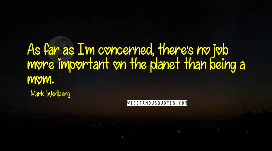Mark Wahlberg Quotes: As far as I'm concerned, there's no job more important on the planet than being a mom.