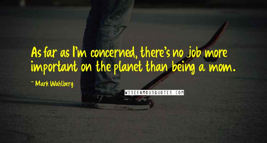 Mark Wahlberg Quotes: As far as I'm concerned, there's no job more important on the planet than being a mom.