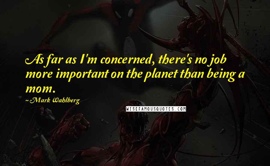 Mark Wahlberg Quotes: As far as I'm concerned, there's no job more important on the planet than being a mom.