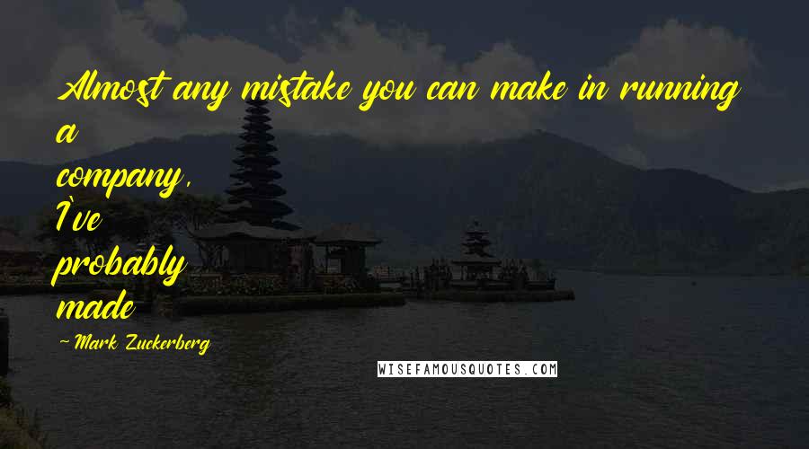 Mark Zuckerberg Quotes: Almost any mistake you can make in running a company, I've probably made