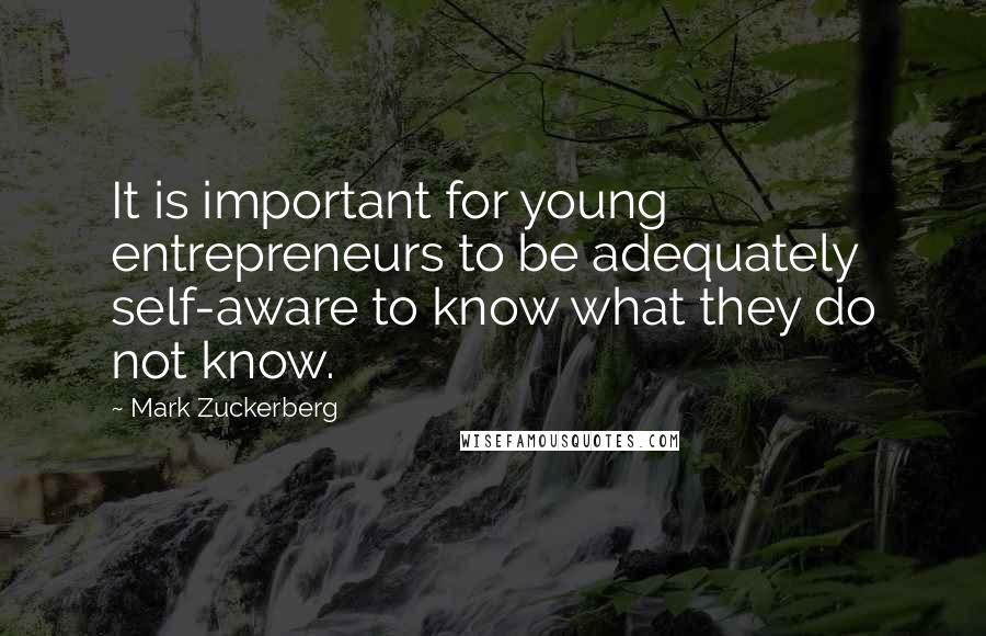 Mark Zuckerberg Quotes: It is important for young entrepreneurs to be adequately self-aware to know what they do not know.