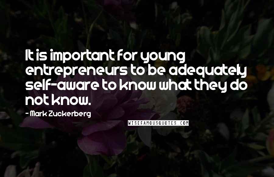 Mark Zuckerberg Quotes: It is important for young entrepreneurs to be adequately self-aware to know what they do not know.