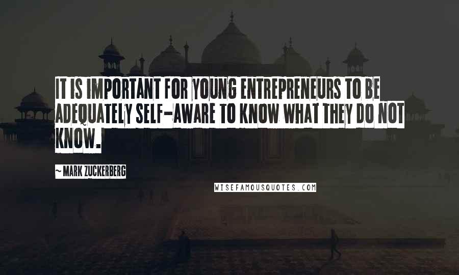 Mark Zuckerberg Quotes: It is important for young entrepreneurs to be adequately self-aware to know what they do not know.