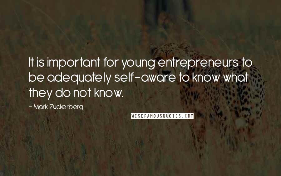 Mark Zuckerberg Quotes: It is important for young entrepreneurs to be adequately self-aware to know what they do not know.