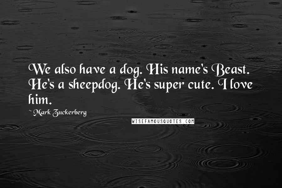 Mark Zuckerberg Quotes: We also have a dog. His name's Beast. He's a sheepdog. He's super cute. I love him.