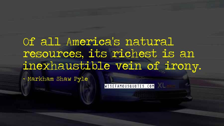 Markham Shaw Pyle Quotes: Of all America's natural resources, its richest is an inexhaustible vein of irony.