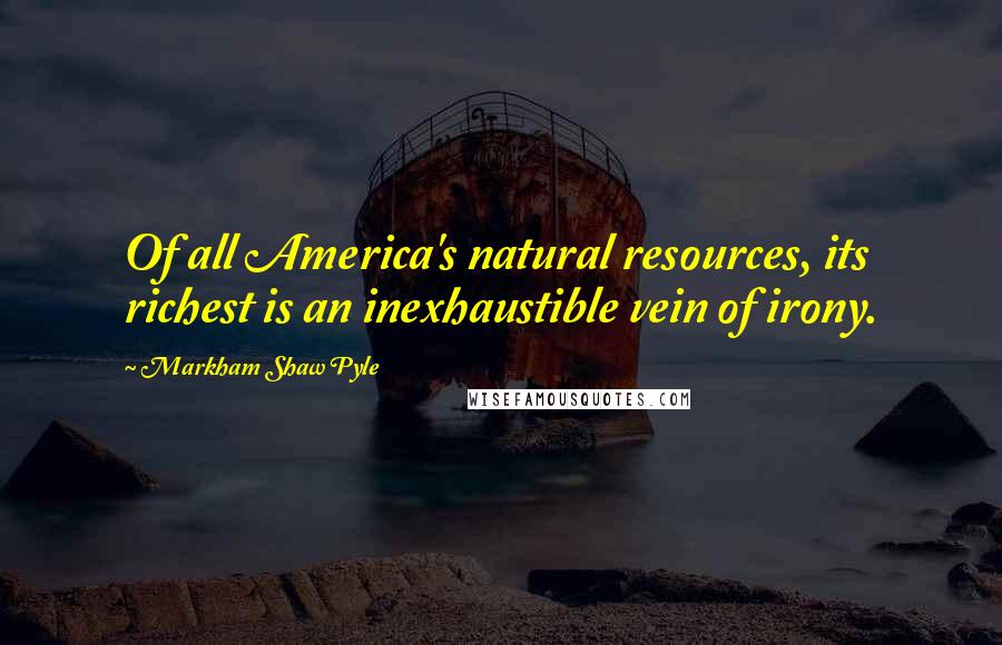 Markham Shaw Pyle Quotes: Of all America's natural resources, its richest is an inexhaustible vein of irony.