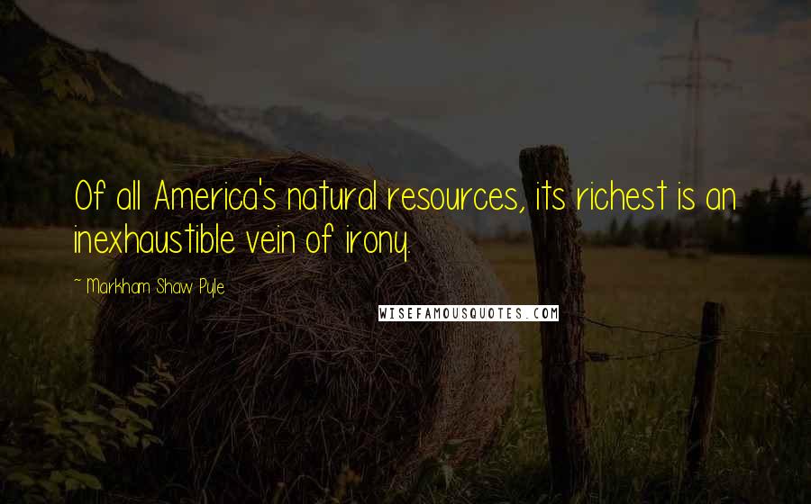 Markham Shaw Pyle Quotes: Of all America's natural resources, its richest is an inexhaustible vein of irony.