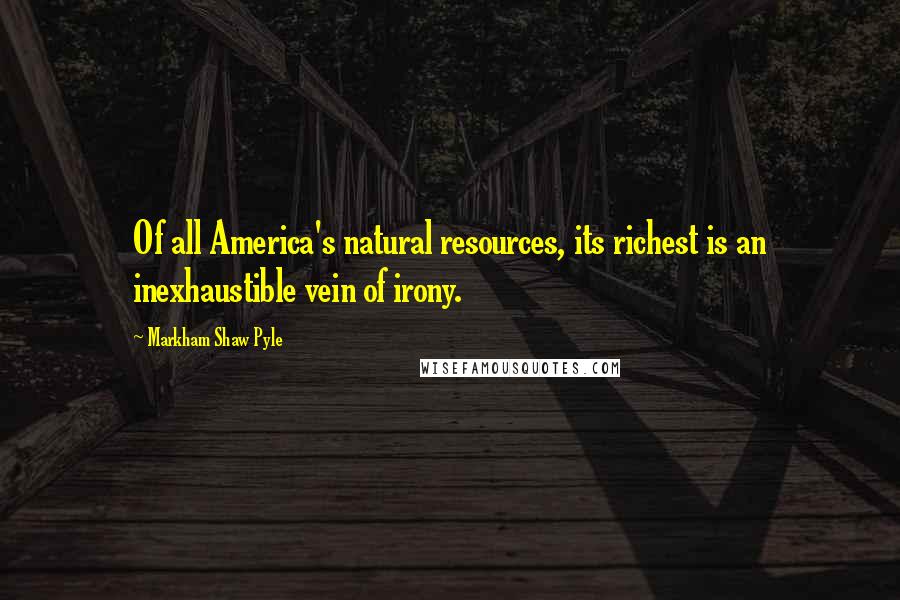 Markham Shaw Pyle Quotes: Of all America's natural resources, its richest is an inexhaustible vein of irony.