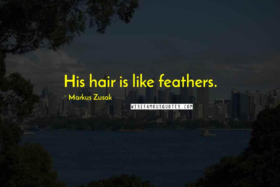 Markus Zusak Quotes: His hair is like feathers.