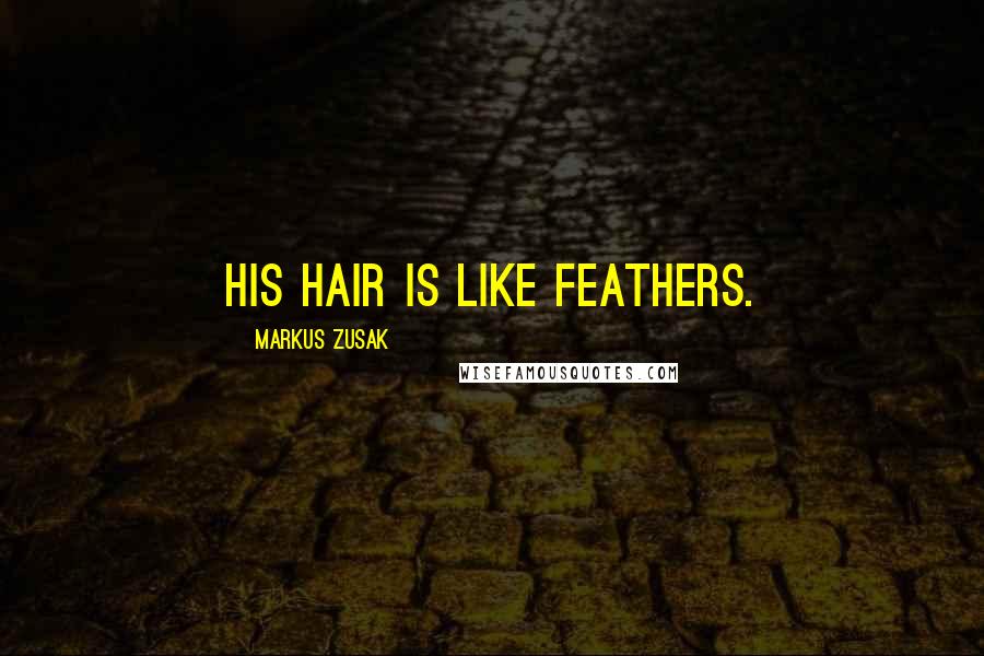 Markus Zusak Quotes: His hair is like feathers.