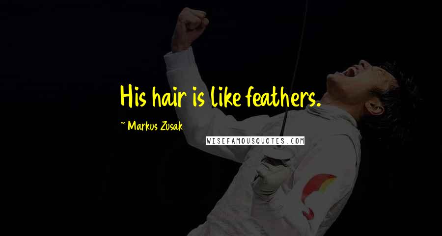 Markus Zusak Quotes: His hair is like feathers.