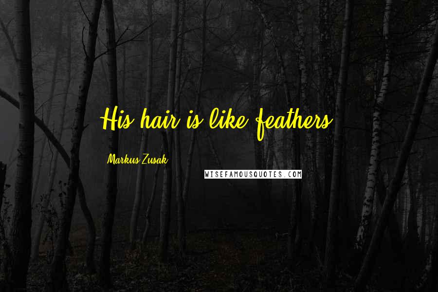 Markus Zusak Quotes: His hair is like feathers.