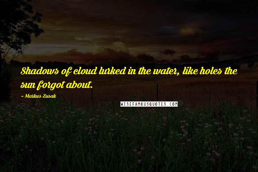 Markus Zusak Quotes: Shadows of cloud lurked in the water, like holes the sun forgot about.