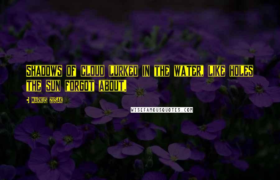 Markus Zusak Quotes: Shadows of cloud lurked in the water, like holes the sun forgot about.