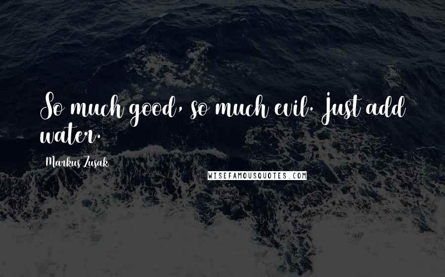 Markus Zusak Quotes: So much good, so much evil. Just add water.