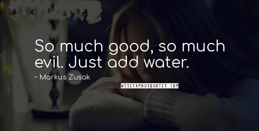 Markus Zusak Quotes: So much good, so much evil. Just add water.