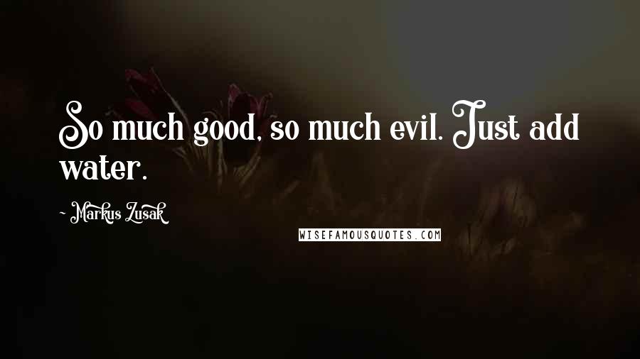 Markus Zusak Quotes: So much good, so much evil. Just add water.