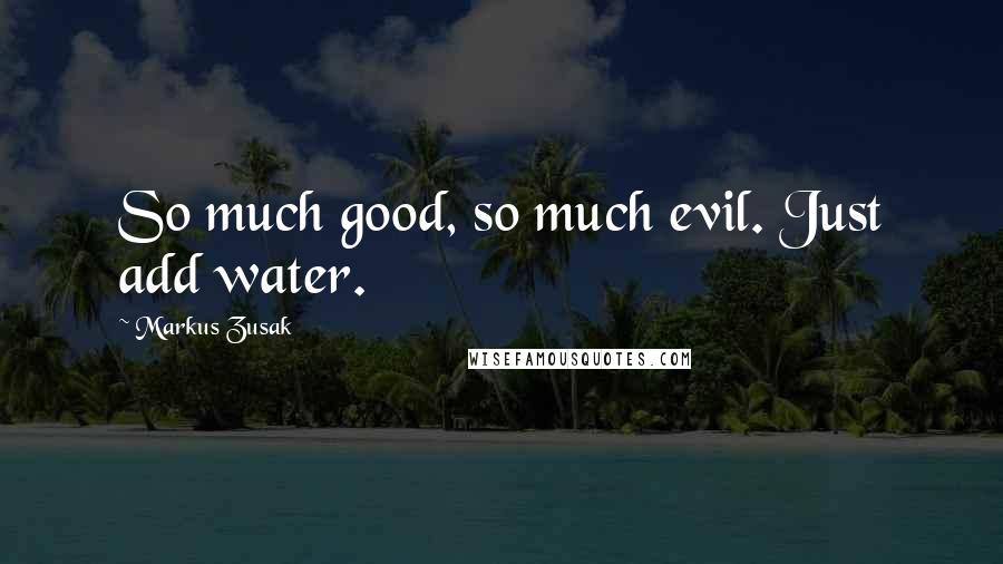 Markus Zusak Quotes: So much good, so much evil. Just add water.