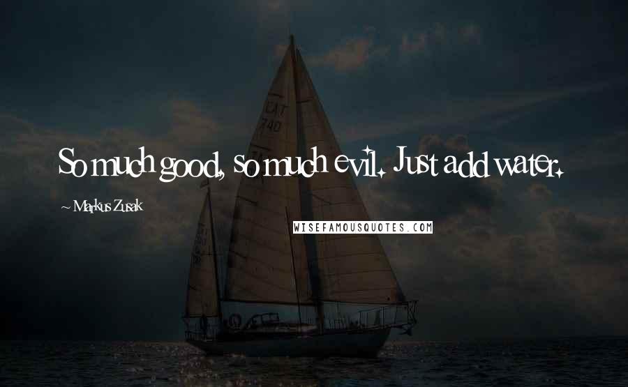 Markus Zusak Quotes: So much good, so much evil. Just add water.