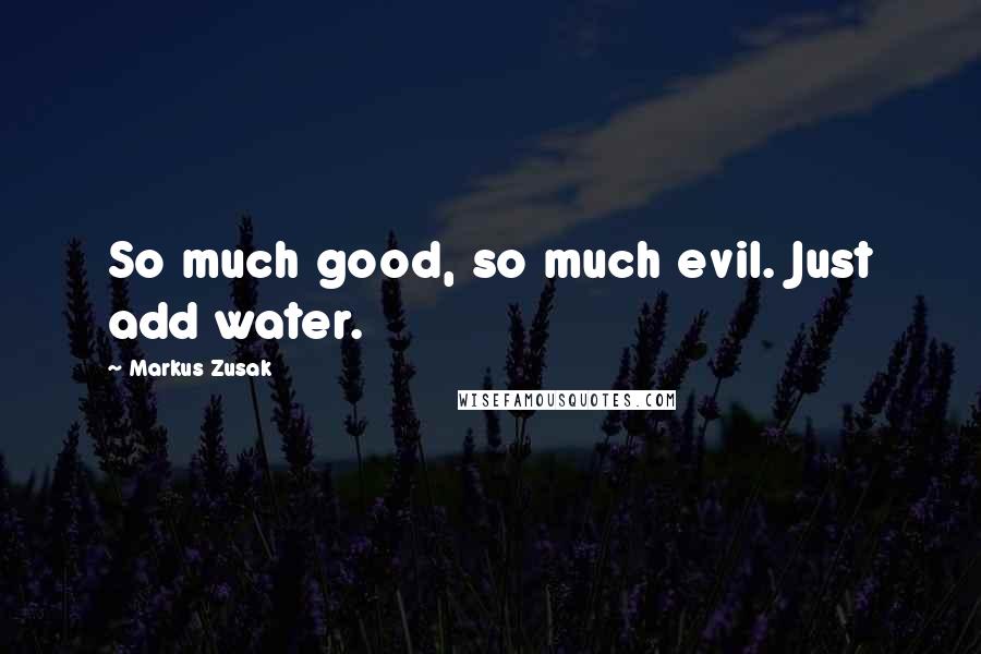Markus Zusak Quotes: So much good, so much evil. Just add water.