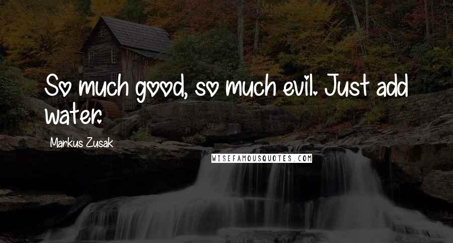Markus Zusak Quotes: So much good, so much evil. Just add water.