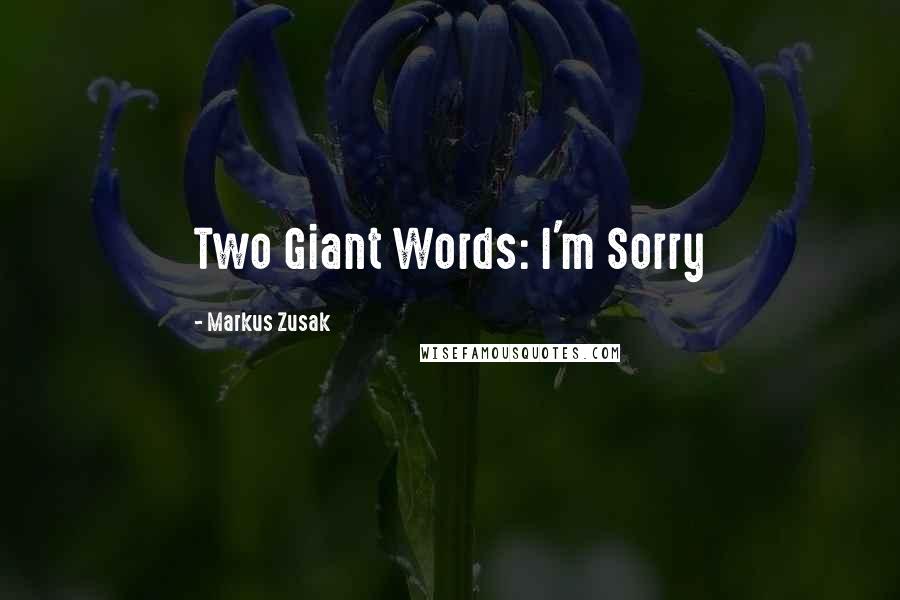 Markus Zusak Quotes: Two Giant Words: I'm Sorry