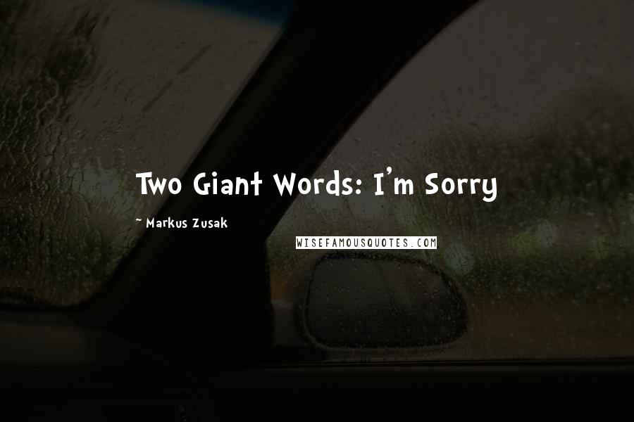 Markus Zusak Quotes: Two Giant Words: I'm Sorry