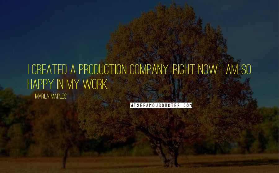 Marla Maples Quotes: I created a production company. Right now I am so happy in my work.