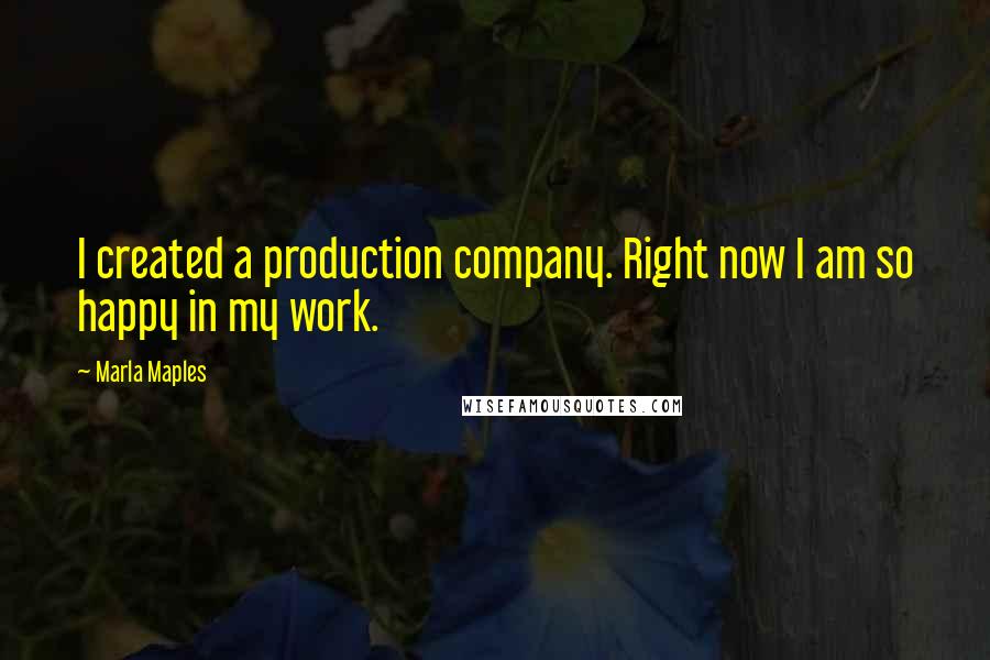 Marla Maples Quotes: I created a production company. Right now I am so happy in my work.