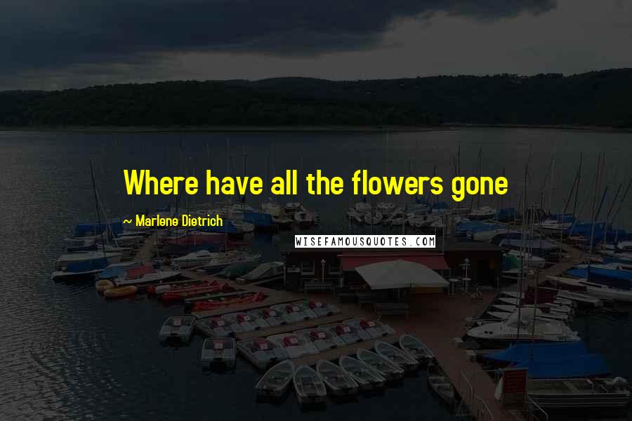 Marlene Dietrich Quotes: Where have all the flowers gone