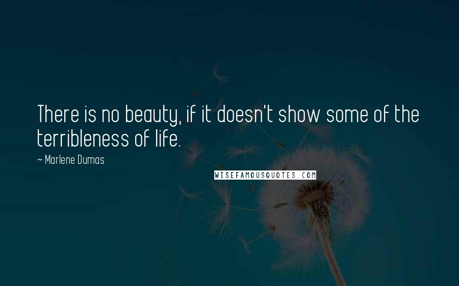 Marlene Dumas Quotes: There is no beauty, if it doesn't show some of the terribleness of life.
