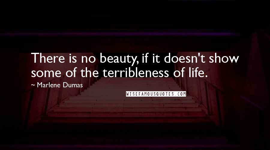 Marlene Dumas Quotes: There is no beauty, if it doesn't show some of the terribleness of life.