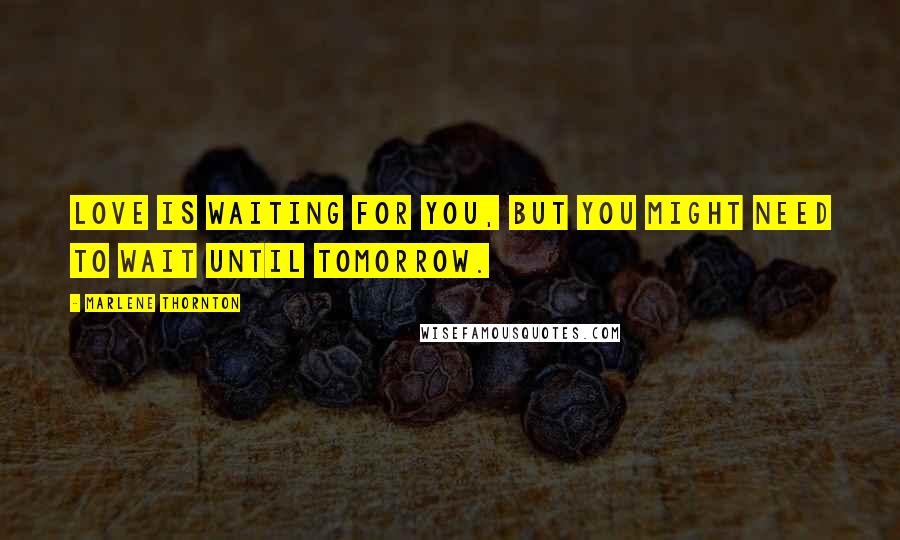 Marlene Thornton Quotes: Love is waiting for you, but you might need to wait until tomorrow.