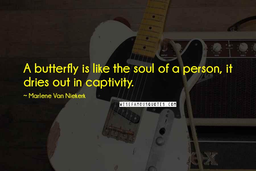 Marlene Van Niekerk Quotes: A butterfly is like the soul of a person, it dries out in captivity.