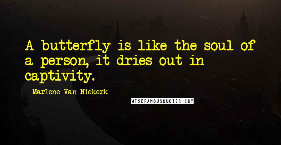 Marlene Van Niekerk Quotes: A butterfly is like the soul of a person, it dries out in captivity.