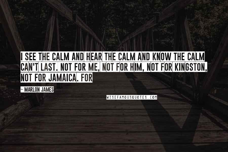 Marlon James Quotes: I see the calm and hear the calm and know the calm can't last. Not for me, not for him, not for Kingston, not for Jamaica. For