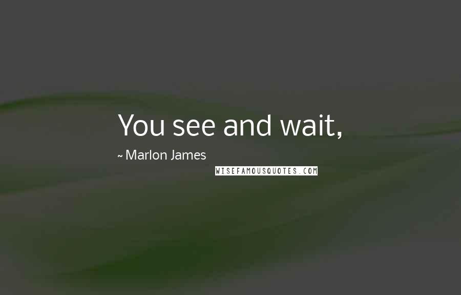 Marlon James Quotes: You see and wait,