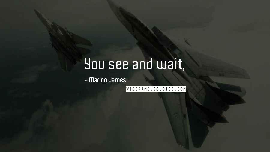 Marlon James Quotes: You see and wait,