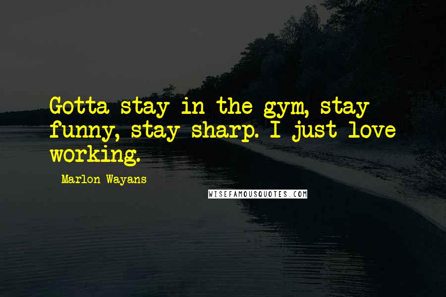 Marlon Wayans Quotes: Gotta stay in the gym, stay funny, stay sharp. I just love working.