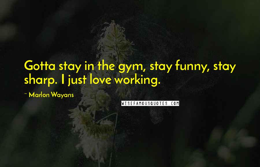 Marlon Wayans Quotes: Gotta stay in the gym, stay funny, stay sharp. I just love working.