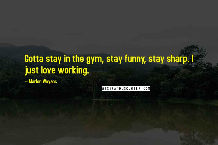 Marlon Wayans Quotes: Gotta stay in the gym, stay funny, stay sharp. I just love working.