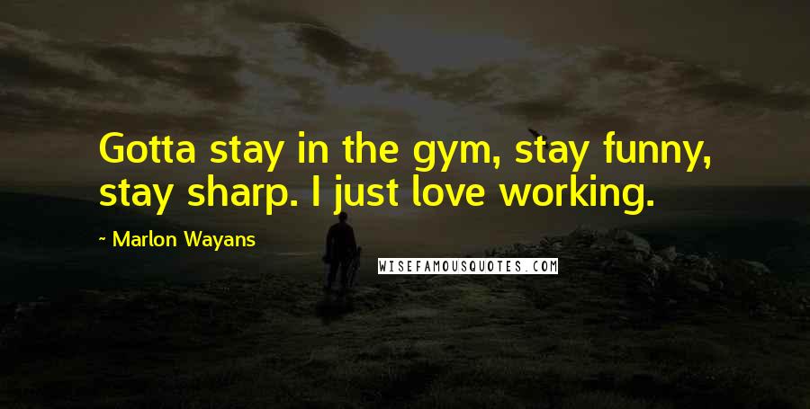 Marlon Wayans Quotes: Gotta stay in the gym, stay funny, stay sharp. I just love working.