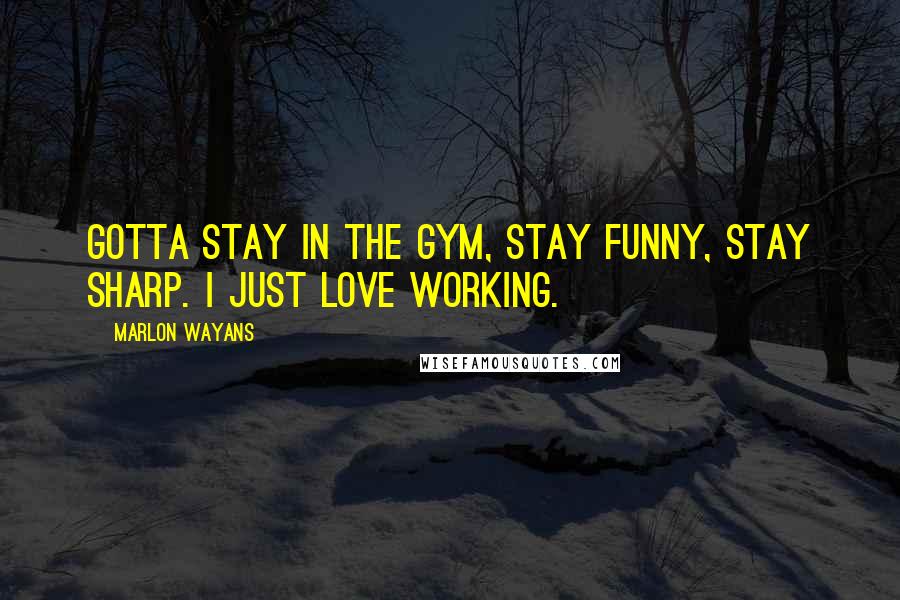 Marlon Wayans Quotes: Gotta stay in the gym, stay funny, stay sharp. I just love working.