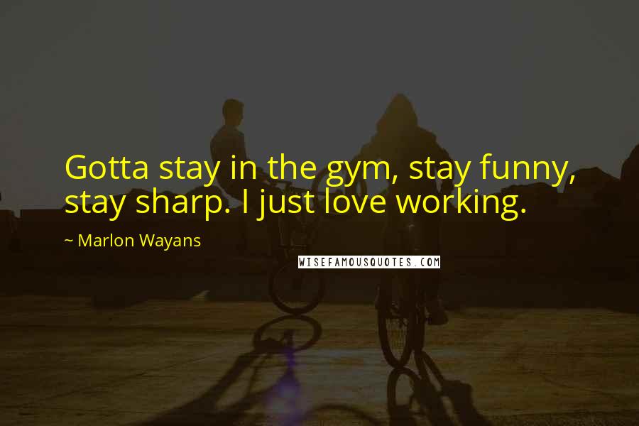 Marlon Wayans Quotes: Gotta stay in the gym, stay funny, stay sharp. I just love working.