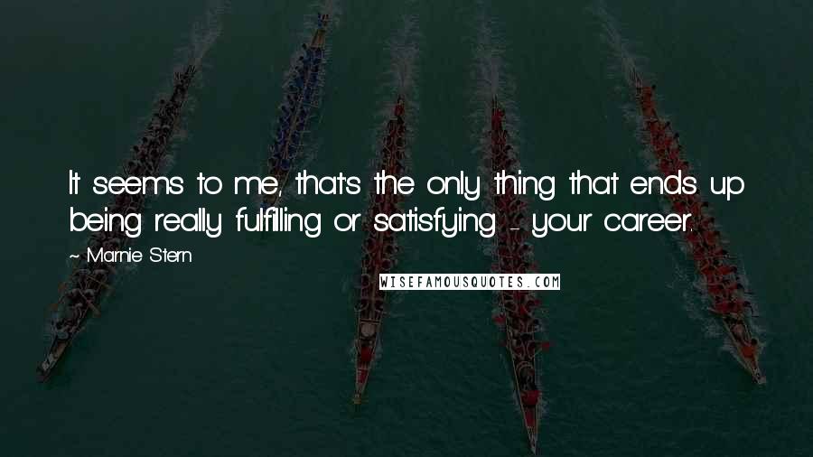 Marnie Stern Quotes: It seems to me, that's the only thing that ends up being really fulfilling or satisfying - your career.