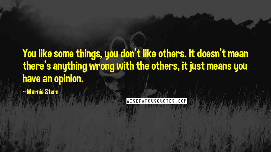 Marnie Stern Quotes: You like some things, you don't like others. It doesn't mean there's anything wrong with the others, it just means you have an opinion.