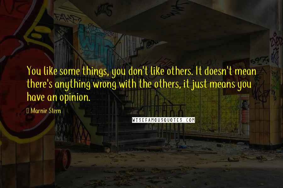 Marnie Stern Quotes: You like some things, you don't like others. It doesn't mean there's anything wrong with the others, it just means you have an opinion.